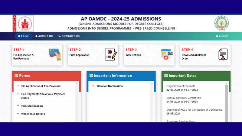 AP OAMDC 2024 Registration Opens Today: Check Process & Schedule, Apply Online by July 10 @oamdc1-apsche.aptonline.in