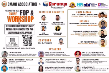 Karunya University and CMAOI Launch Online Workshop on Interdisciplinary Research for Innovation